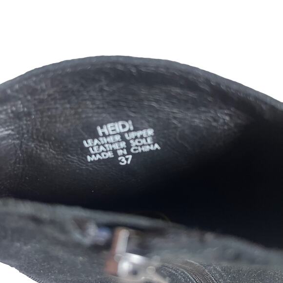 ASH Black Suede Embroidered Ankle Boots Size 37/6.5 Western Floral Zip Booties - Picture 7 of 9